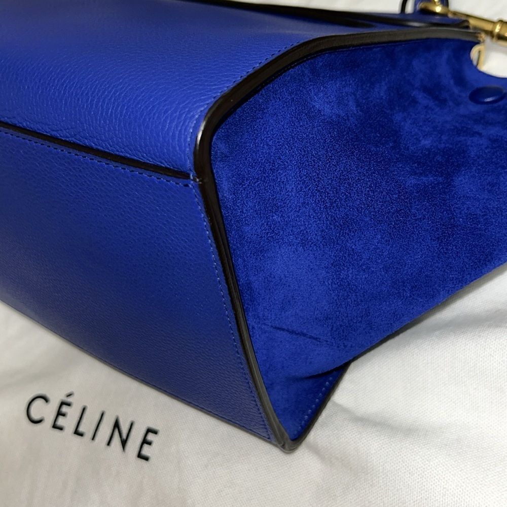 Authentic Celine Leather/Calfskin Suede Trapeze Indigo Shoulder/Top Hand… - Picture 10 of 17